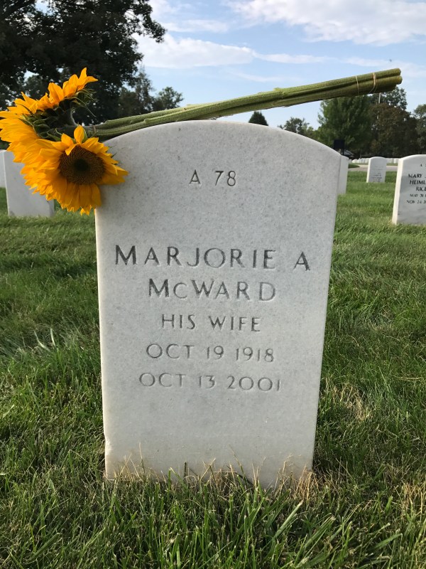 Visiting Robert and Margie McWard’s grave at Camp Butler Cemetary